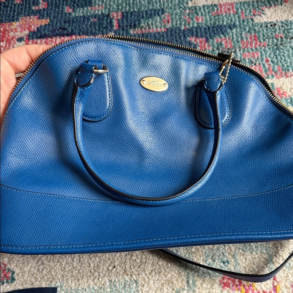 Coach Royal Blue Pebbled Leather Dome Satchel Please Read Description!